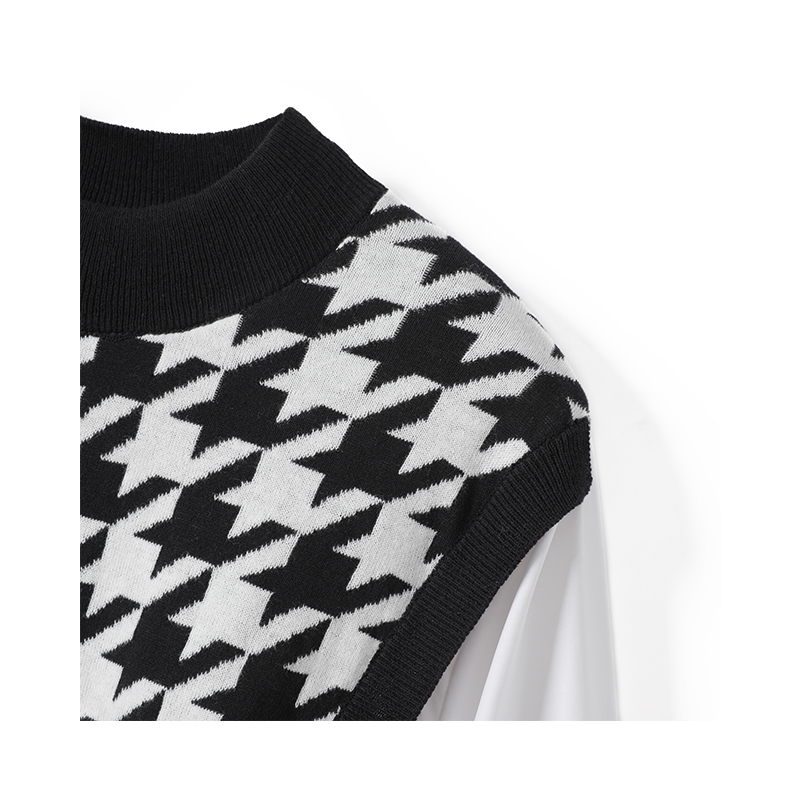 Ladies Knitted Jacquard with Woven 