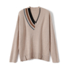 ladies kintted ribs stripes pullover