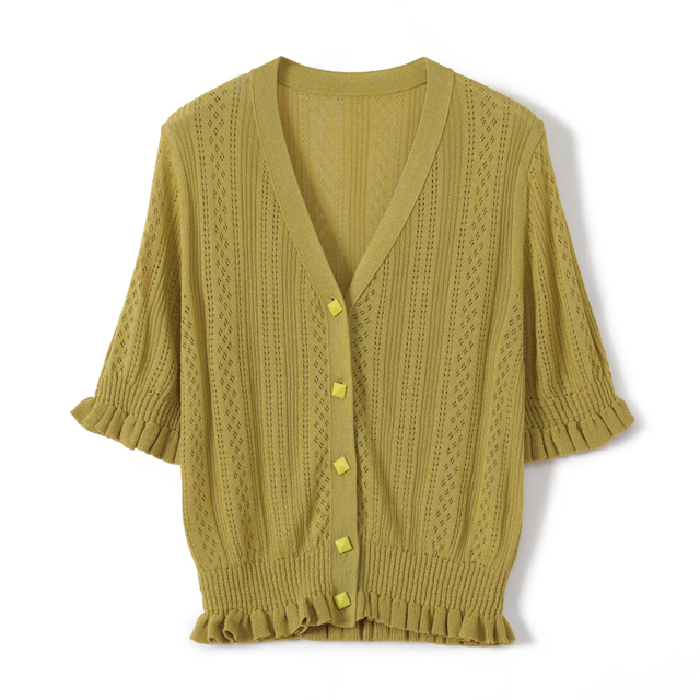 ladies knitted pointeel cardigan