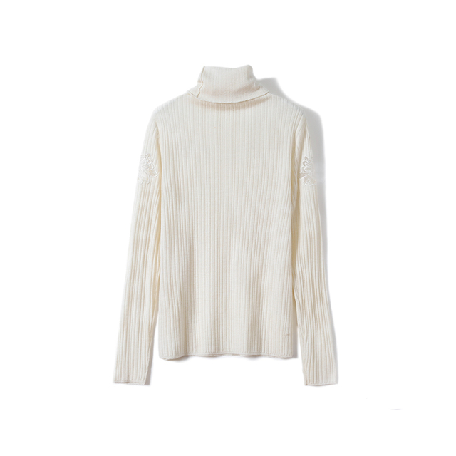 Ladies Knitted Pullover+mesh Emboridery