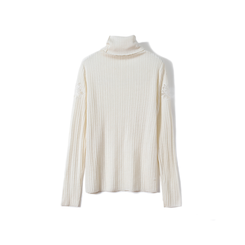 Ladies Knitted Pullover+mesh Emboridery