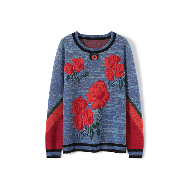 Ladies Knitted Jacquard Pullover