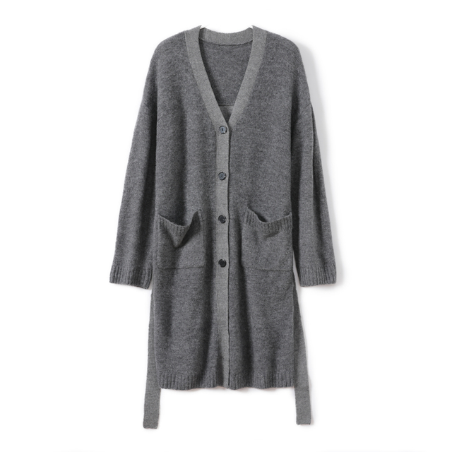 Ladies knitted long cardigan