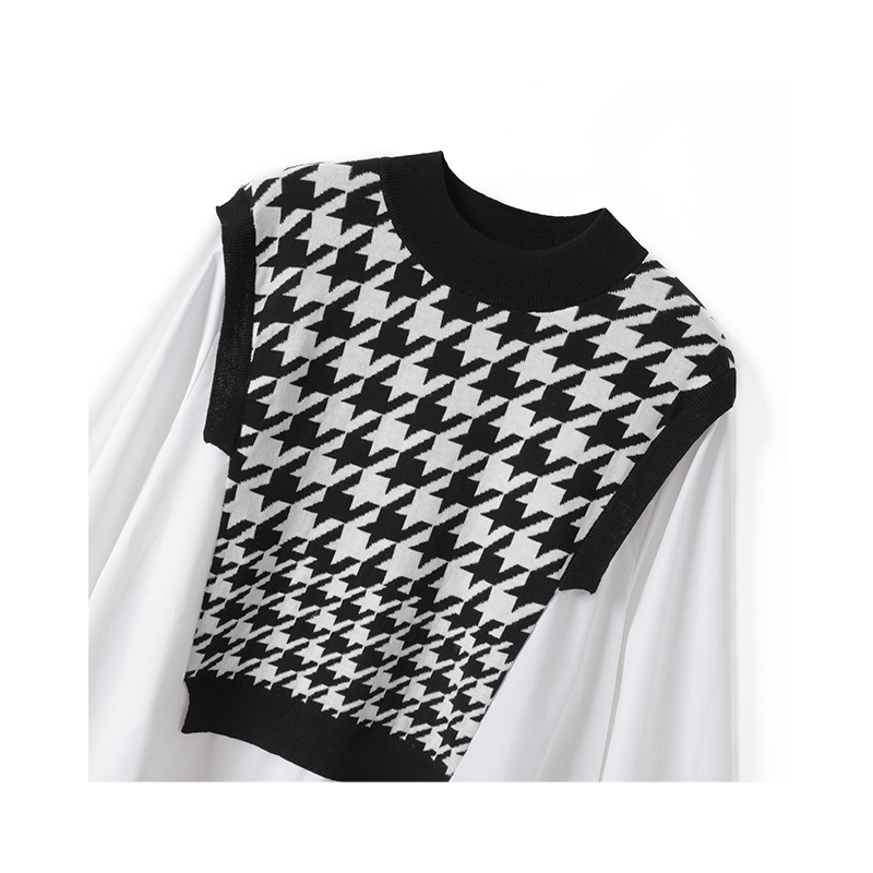 Ladies Knitted Jacquard with Woven 