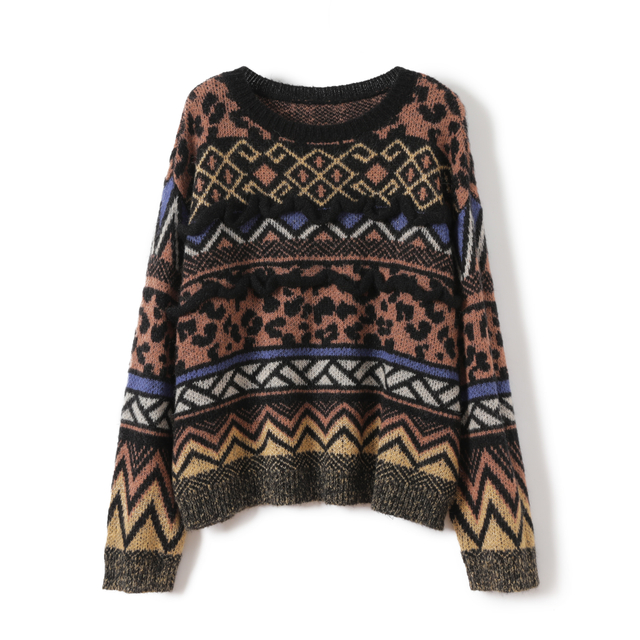 ladies knitted jacquard pullover