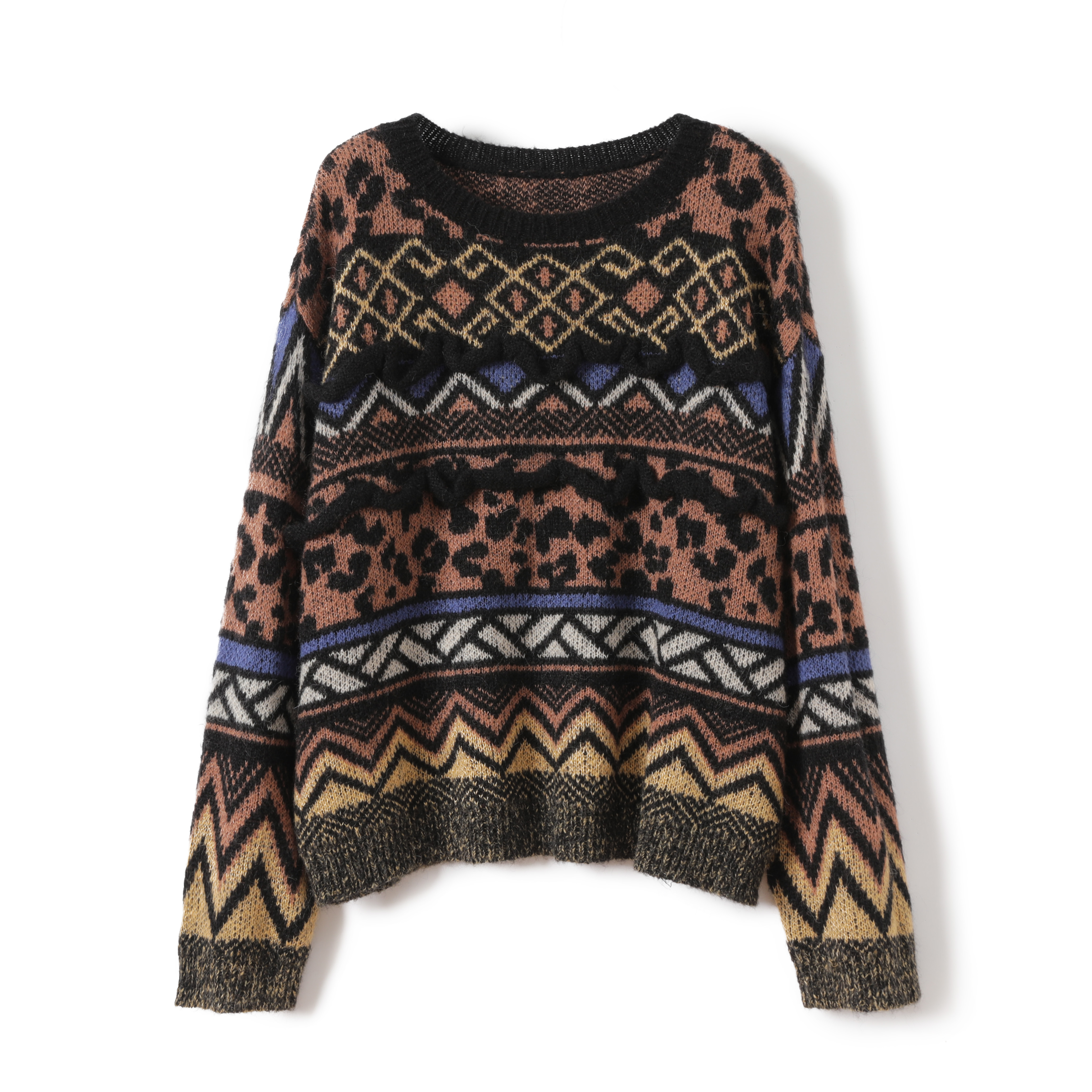 ladies knitted jacquard pullover