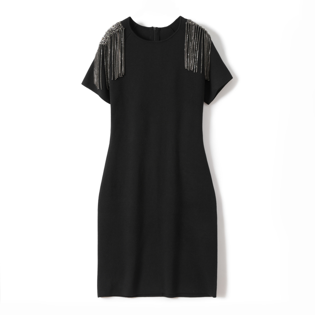 ladies double knitted dress with crystal